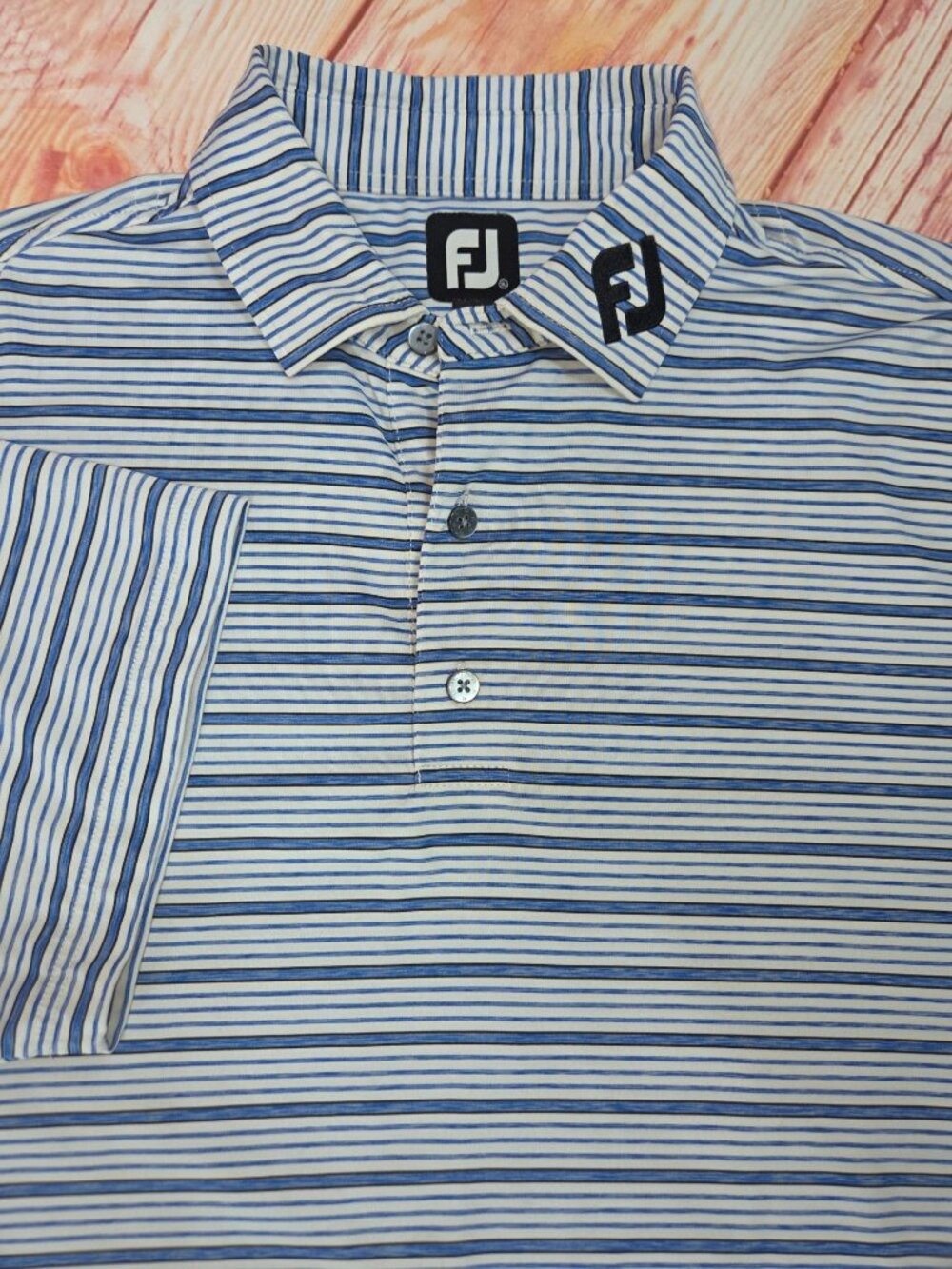 Footjoy + Titlist Mens Blue Striped Polo Size XL